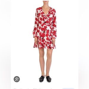 Kooples Hortensia Red White Hydrangea Print Silk Wrap Dress (size 2)